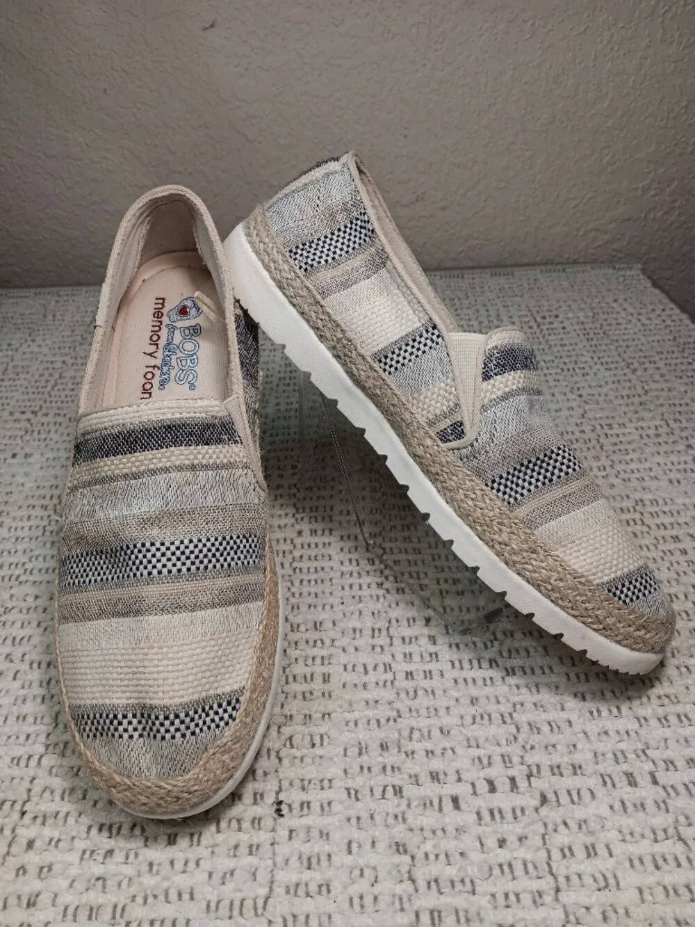 Skechers BOBS 'Flexpadrille' Hi-Chic Chaser Women's Navy Cream Slip-On Loafers 7